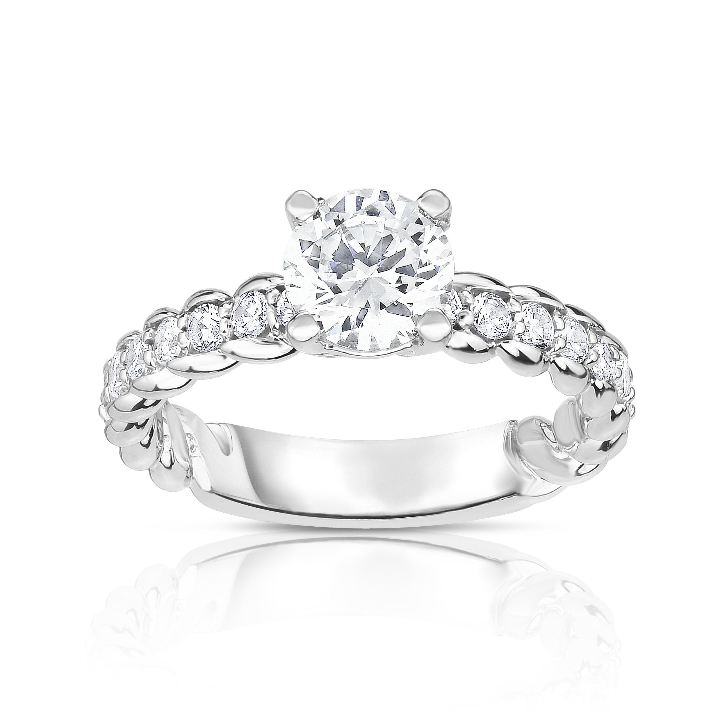 GIA Certified 1.65Ct Diamond Twisted Solitaire Ring in 14K White Gold