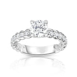 GIA Certified 14K White Gold Diamond (1.65 Ct, G Color, SI2 Clarity) Twisted Solitaire Ring