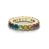 14K Gold Rainbow Multicolor Gemstone (3MM) Eternity Ring