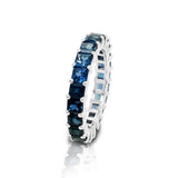 14K Gold Ombré Blue Sapphire (3MM) Eternity Ring
