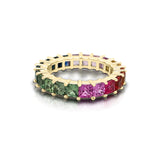 14K Gold Rainbow Multicolor Sapphire (3MM) Eternity Ring