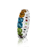14K Gold Rainbow Multicolor Gemstone (4MM) Eternity Ring