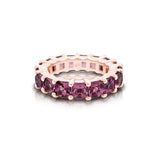 14K Gold Princess Cut Pink Tourmaline (4MM) Eternity Ring