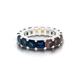 14K Gold Rainbow Multicolor Sapphire (4MM) Eternity Ring