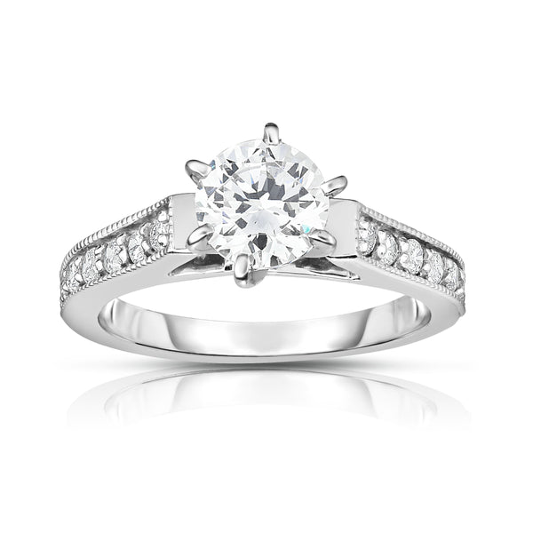 GIA Certified 14K White Gold Diamond (1.20 Ct, G Color, SI2 Clarity) 6-Prongs Engagement Ring