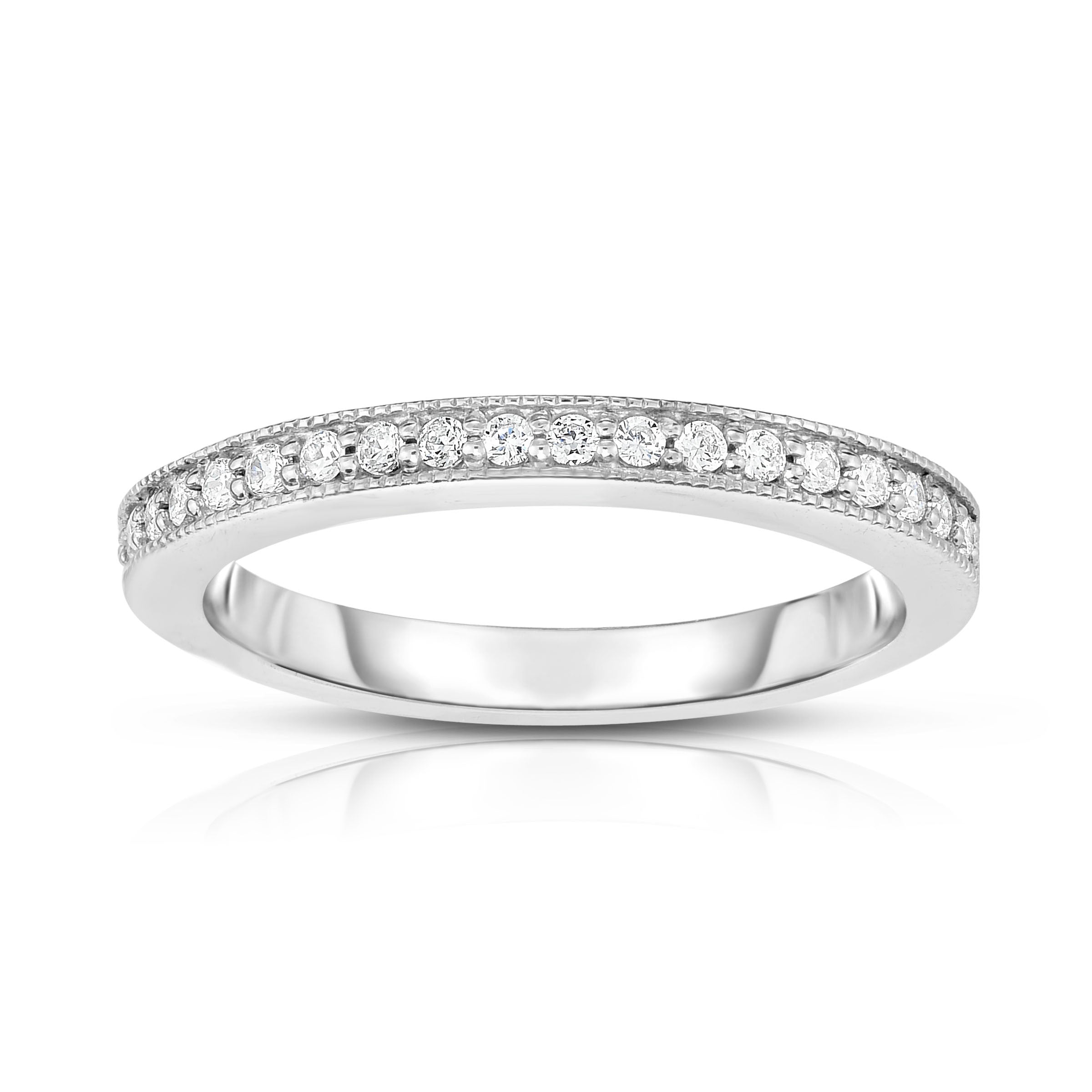 0.20Ct Diamond Milligrain Wedding Band in 14K White Gold