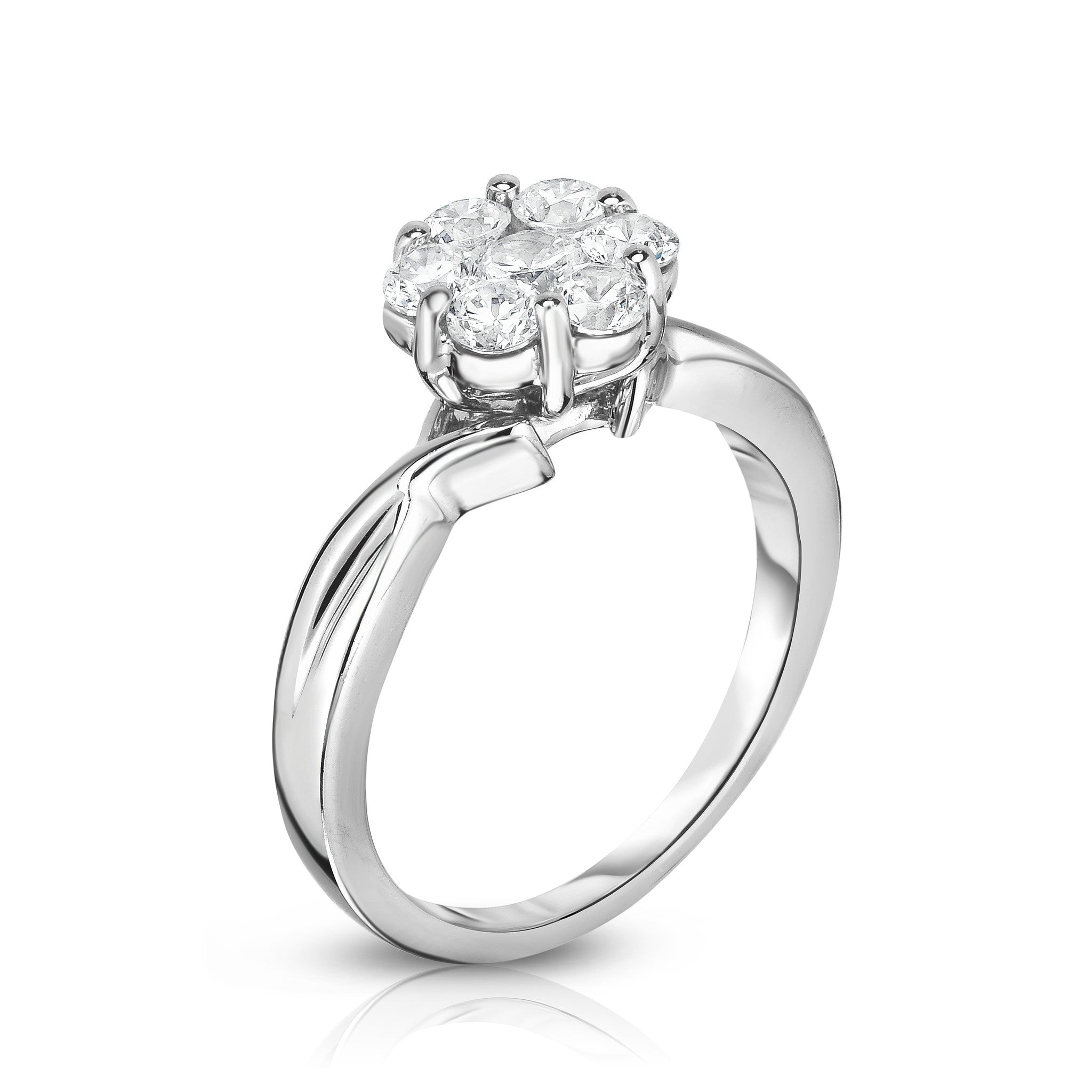 1.00 Ct Diamond Cluster Ring in 14K White Gold