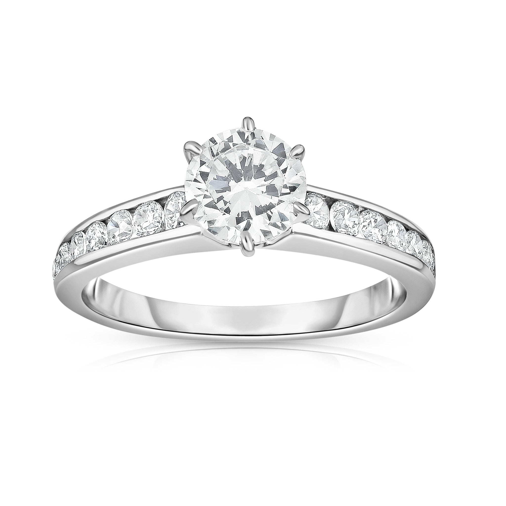 GIA Certified 1.30 Ct Diamond Solitaire Ring in 14K White Gold