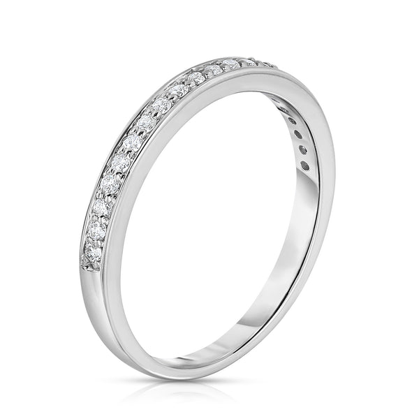14K White Gold Diamond (0.20 Ct, G-H Color, SI2-I1 Clarity) Wedding Band