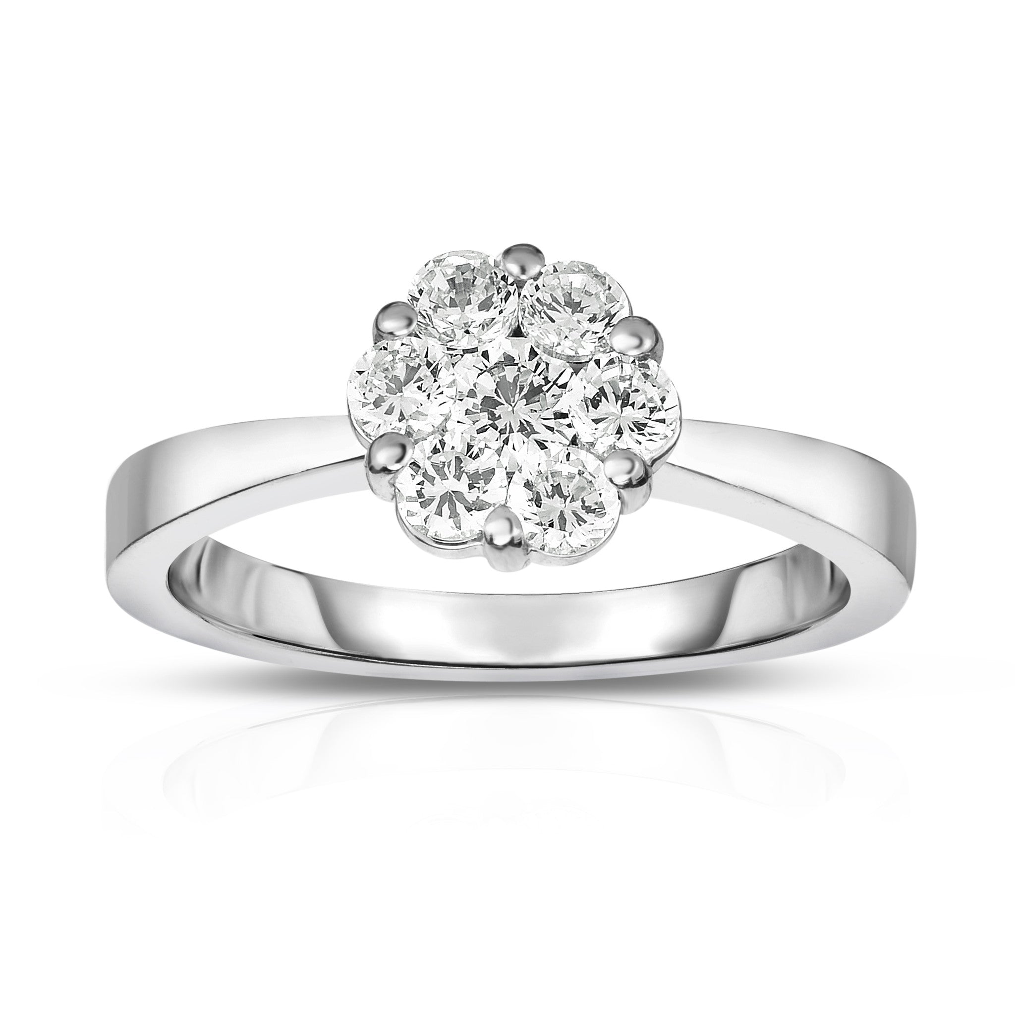 0.75Ct Diamond Cluster Ring in 14K White Gold