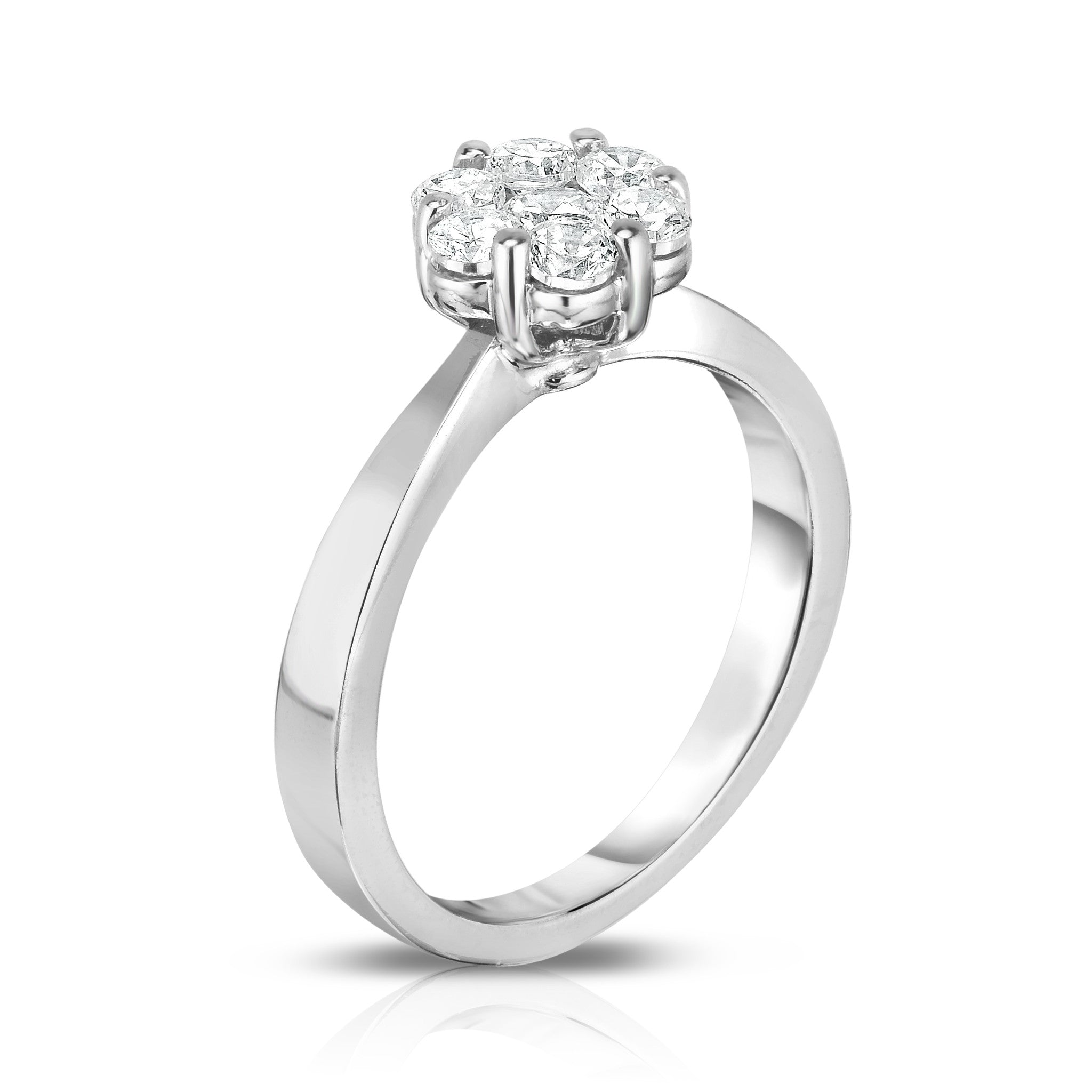 0.75Ct Diamond Cluster Ring in 14K White Gold