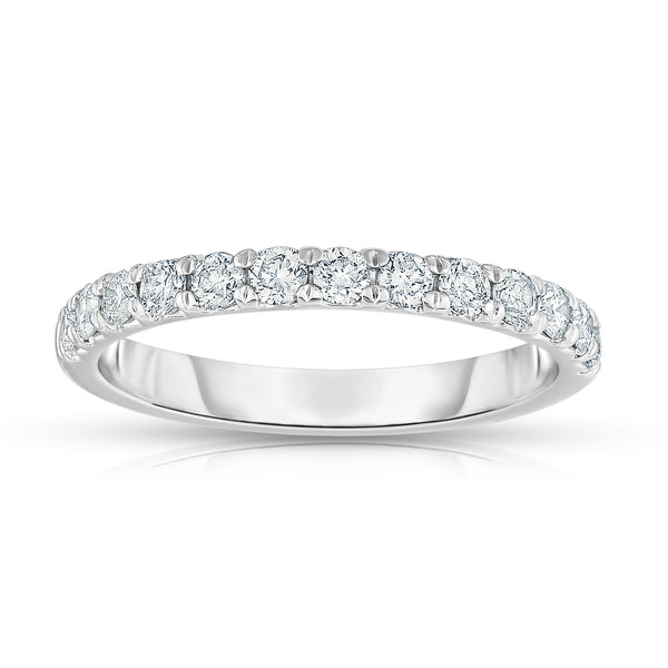 14K White Gold Diamond (0.65 Ct, G-H Color, SI2-I1 Clarity) Wedding Band