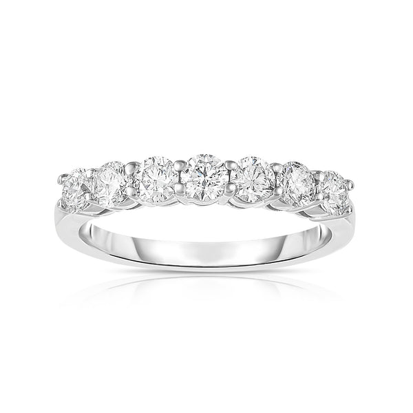 14K White Gold 7-Stone Diamond (0.80 Ct, G-H Color, SI2-I1 Clarity) Ring
