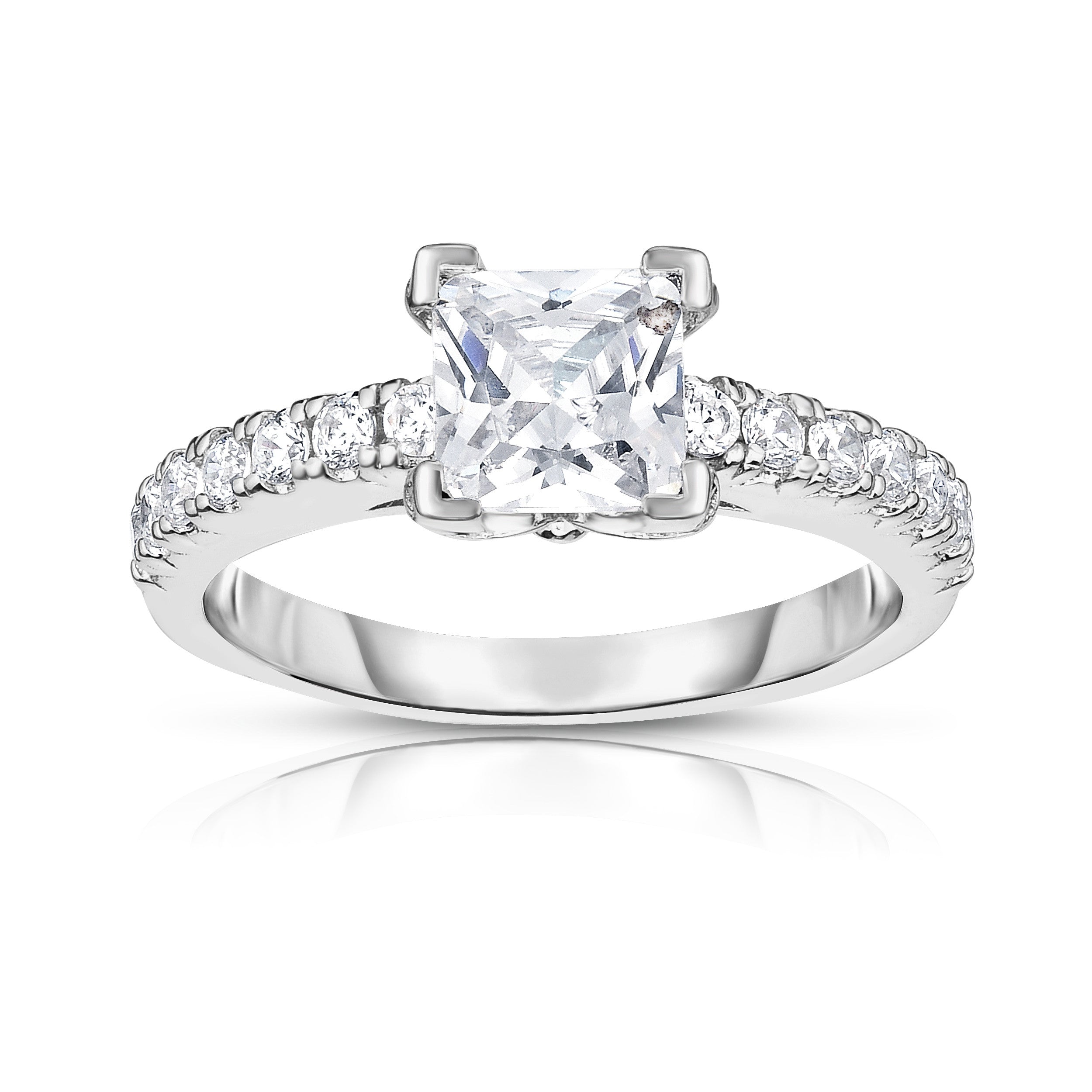 GIA Certified 1.40Ct Diamond Princess Solitaire Ring in 14K White Gold