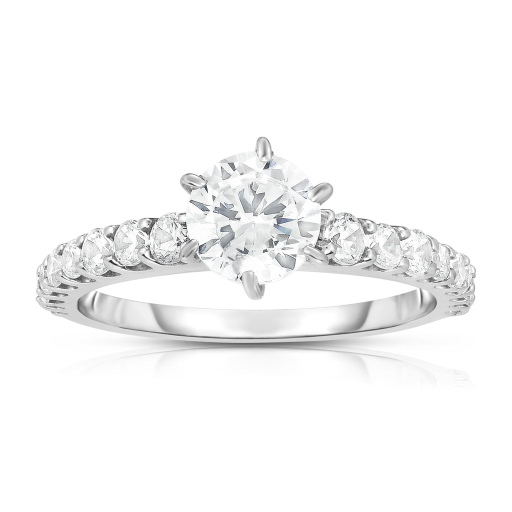 GIA Certified 14K White Gold Diamond (1.60 Ct, G Color, SI2 Clarity) Solitaire Ring