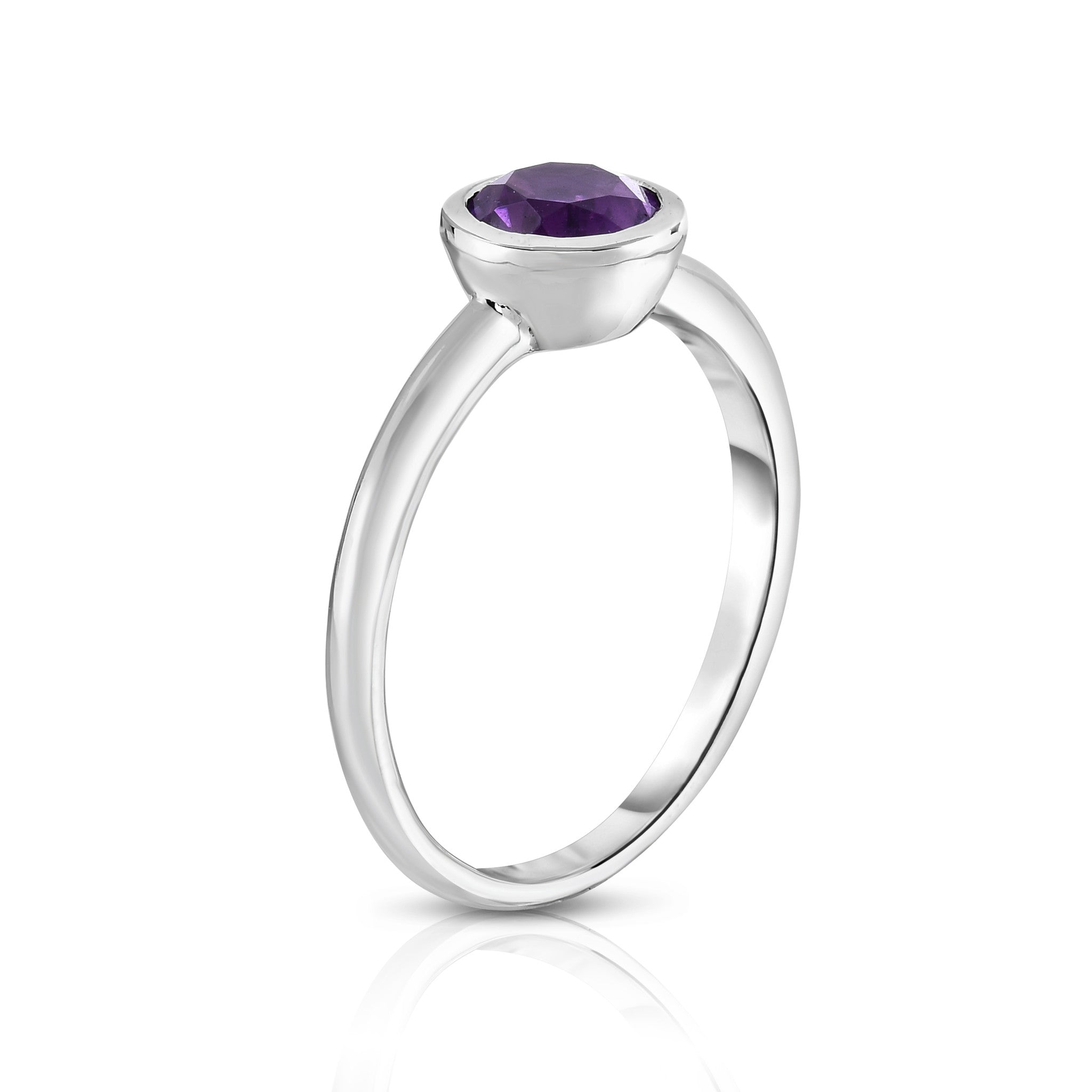Bezel 0.75Ct Gemstone Ring in 14K White Gold