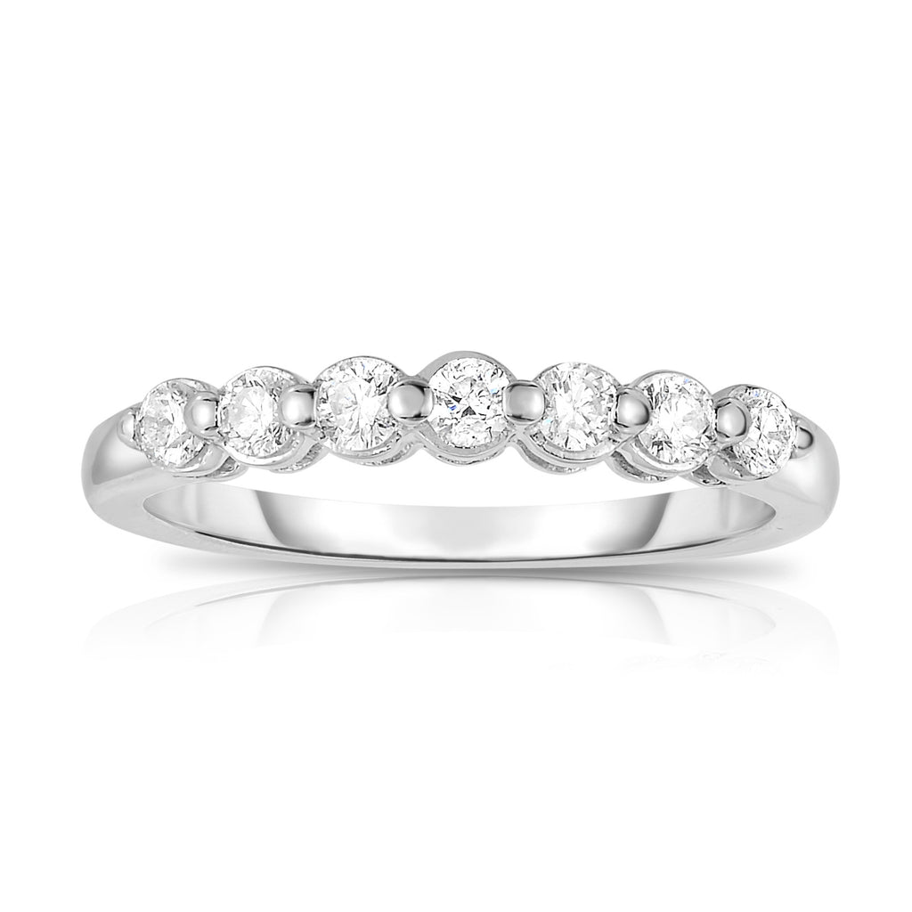 14K White Gold 7-Stone Single Prong Diamond (0.35 Ct, G-H Color, SI2-I1 Clarity) Ring