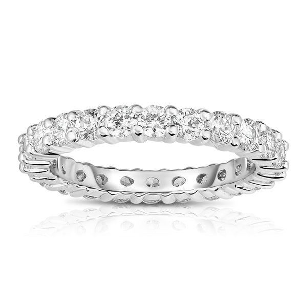 14K White Gold Diamond (1.50 Ct-1.75 Ct, G-H Color, SI2-I1 Clarity) Eternity Band