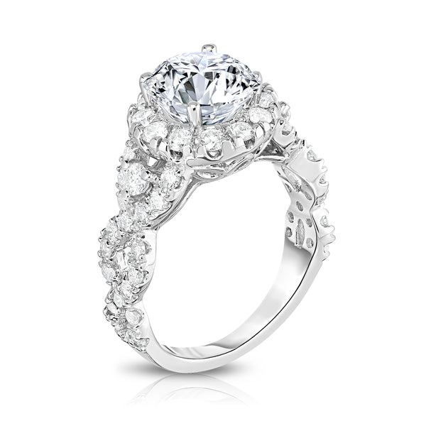 GIA Certified 14K White Gold Diamond (2.70 Ct, SI2 Clarity, G Color) Engagement Ring