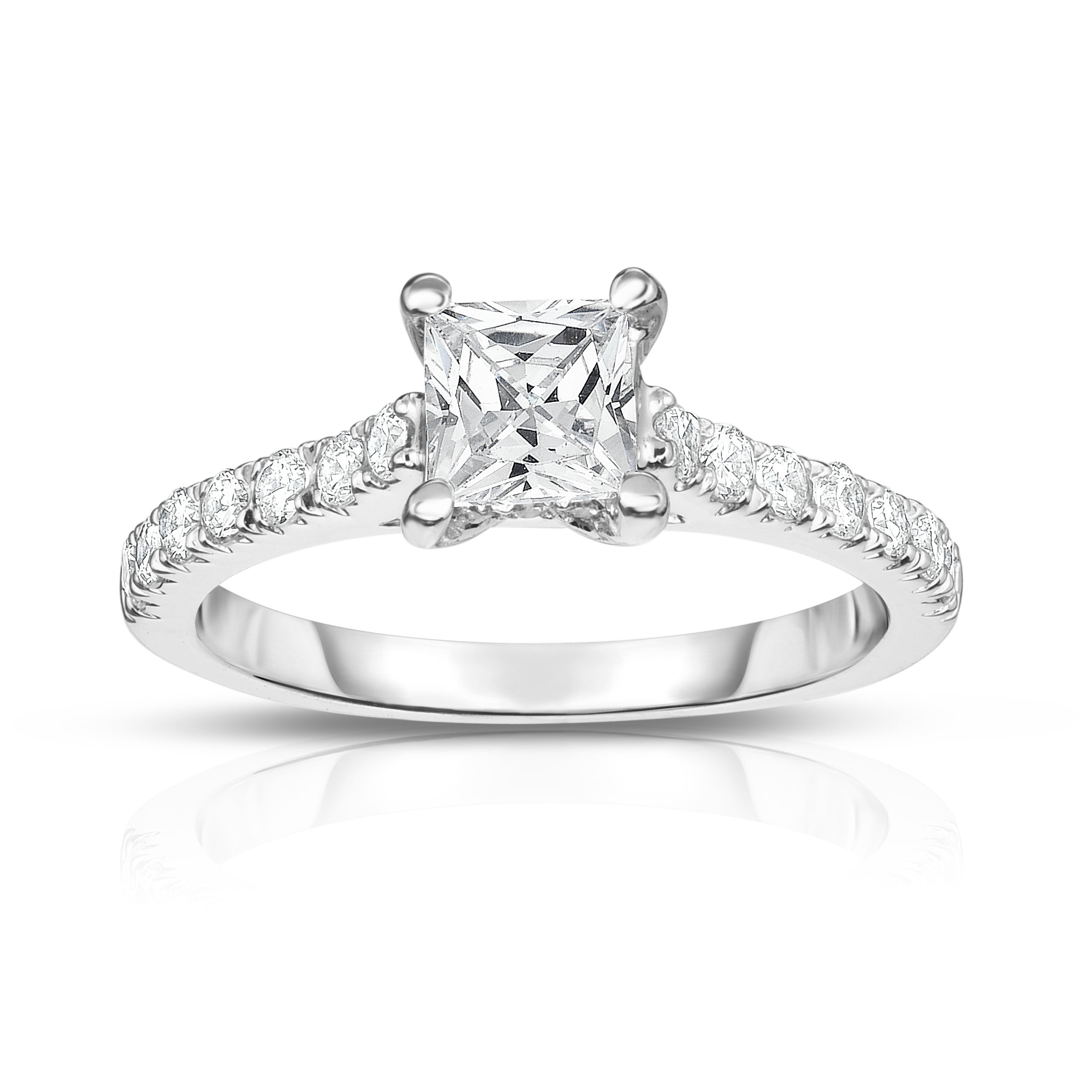 GIA Certified 1.05Ct Diamond Princess Solitaire Ring in 14K White Gold