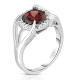 14K White Gold 8MM Gemstone and Diamond (0.18 Ct, G-H Color SI2-I1 Clarity) Ring