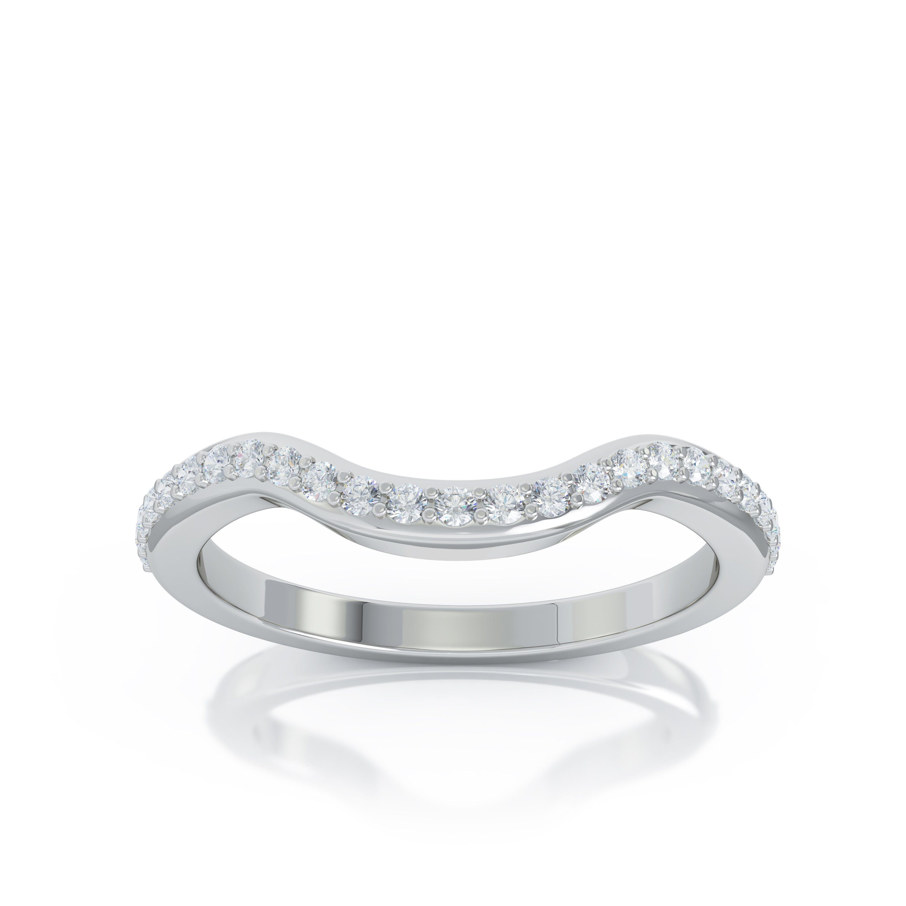 Curved Wave 0.25Ct Diamond Ring in 14K Gold