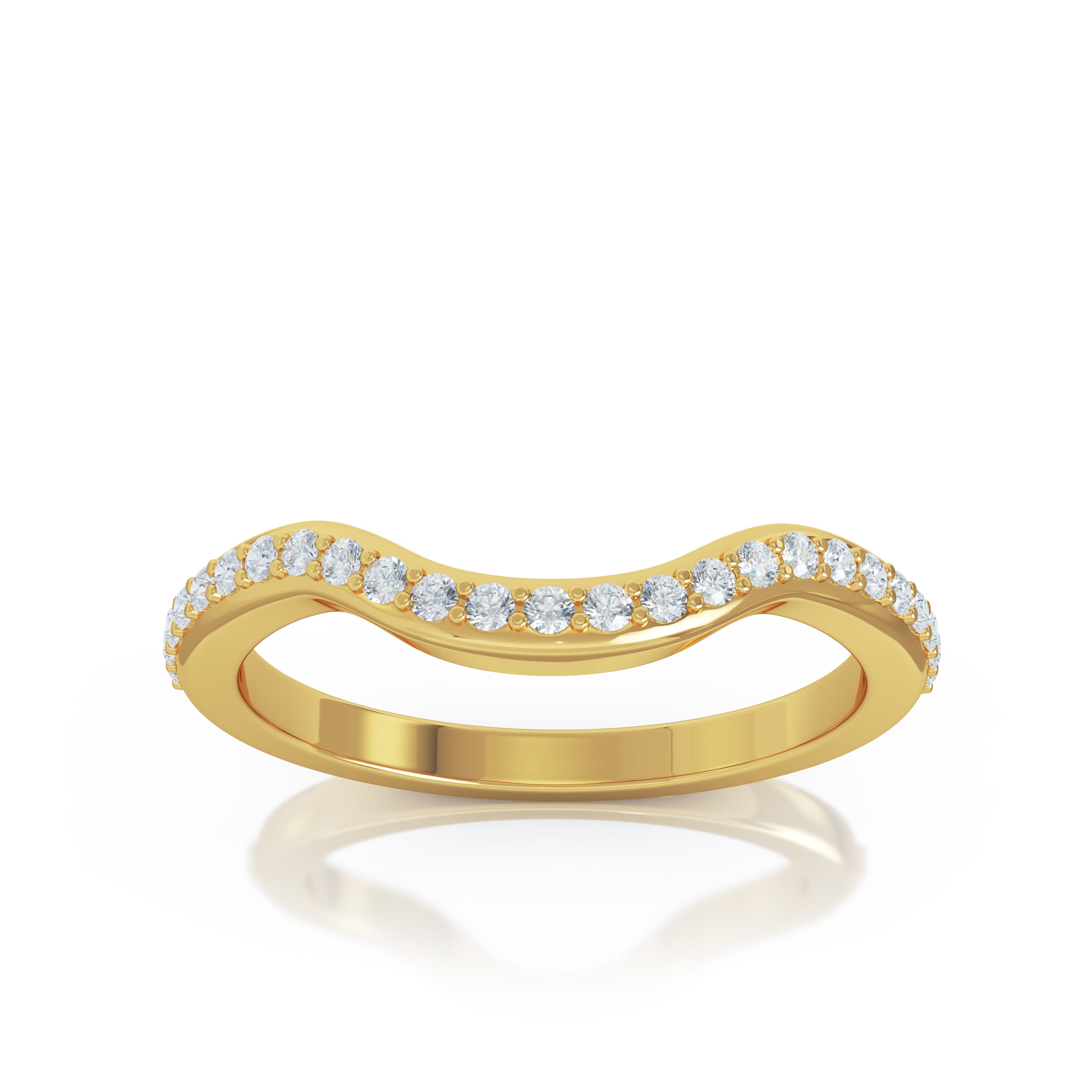 Curved Wave 0.25Ct Diamond Ring in 14K Gold