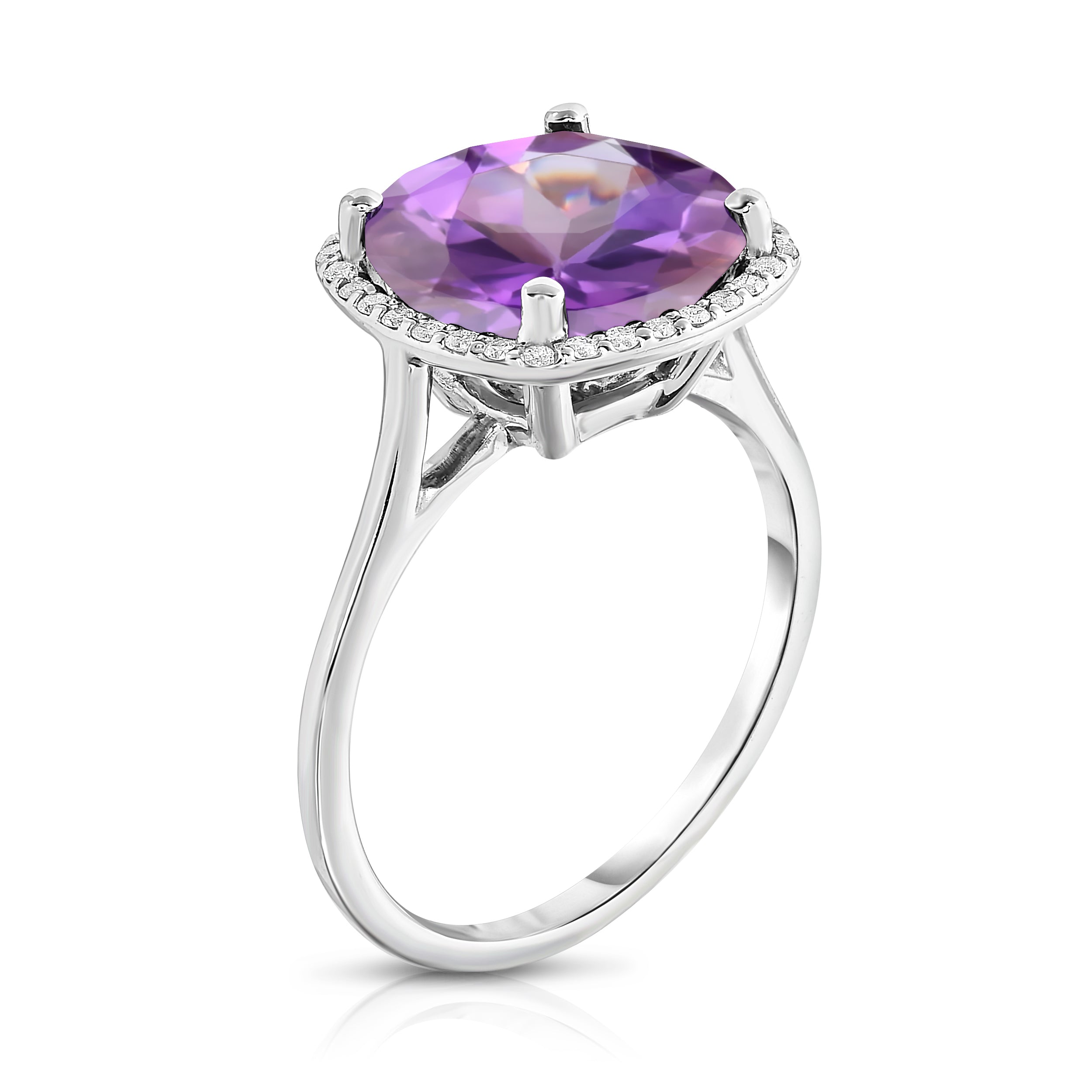 11MM Amethyst & Diamond Wedding Set in 14K Gold
