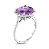 14K White Gold 11MM Gemstone and Diamond (0.18 Ct, G-H Color SI2-I1 Clarity) Ring