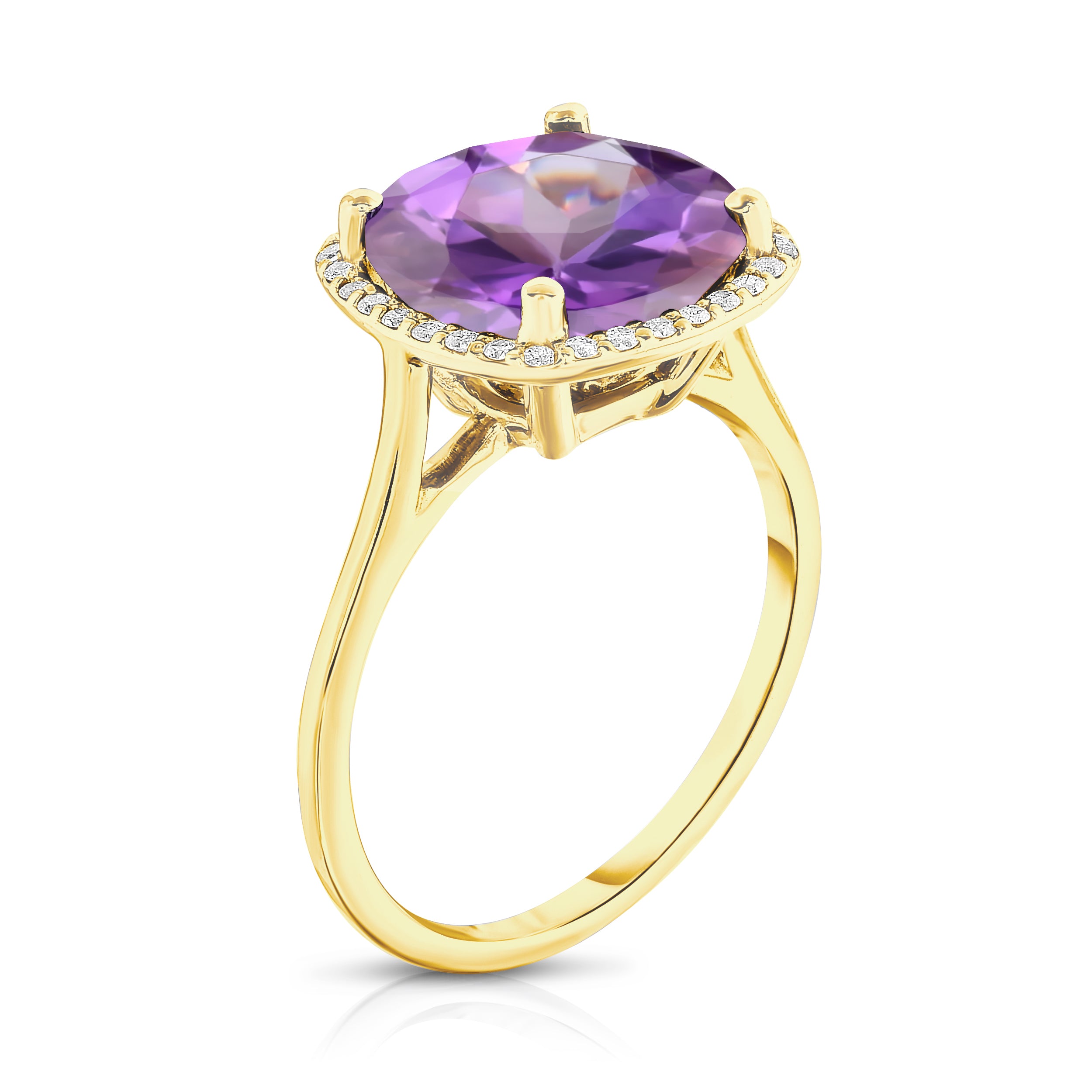 11MM Amethyst & Diamond Wedding Set in 14K Gold