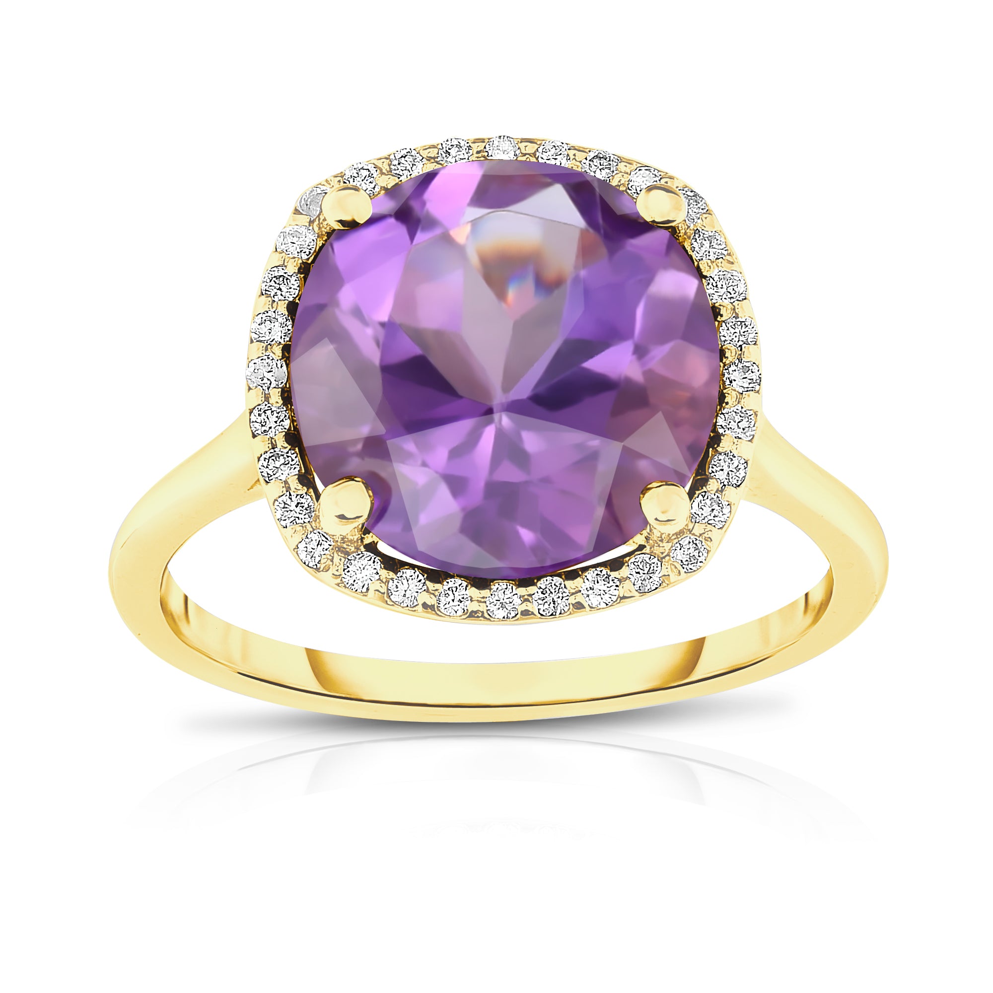 11MM Amethyst & Diamond Wedding Set in 14K Gold