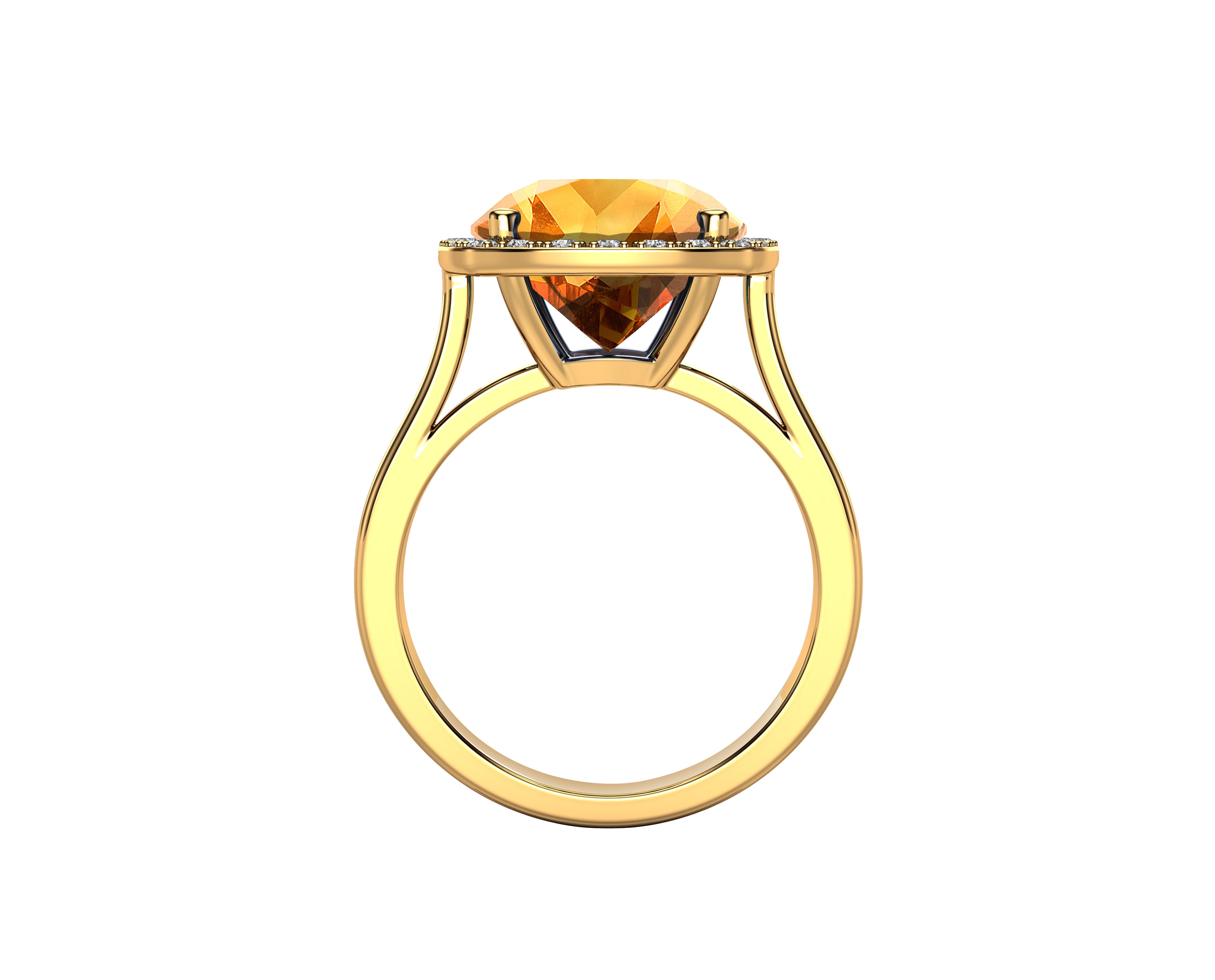 11MM Citrine & Diamond Wedding Set in 14K Gold