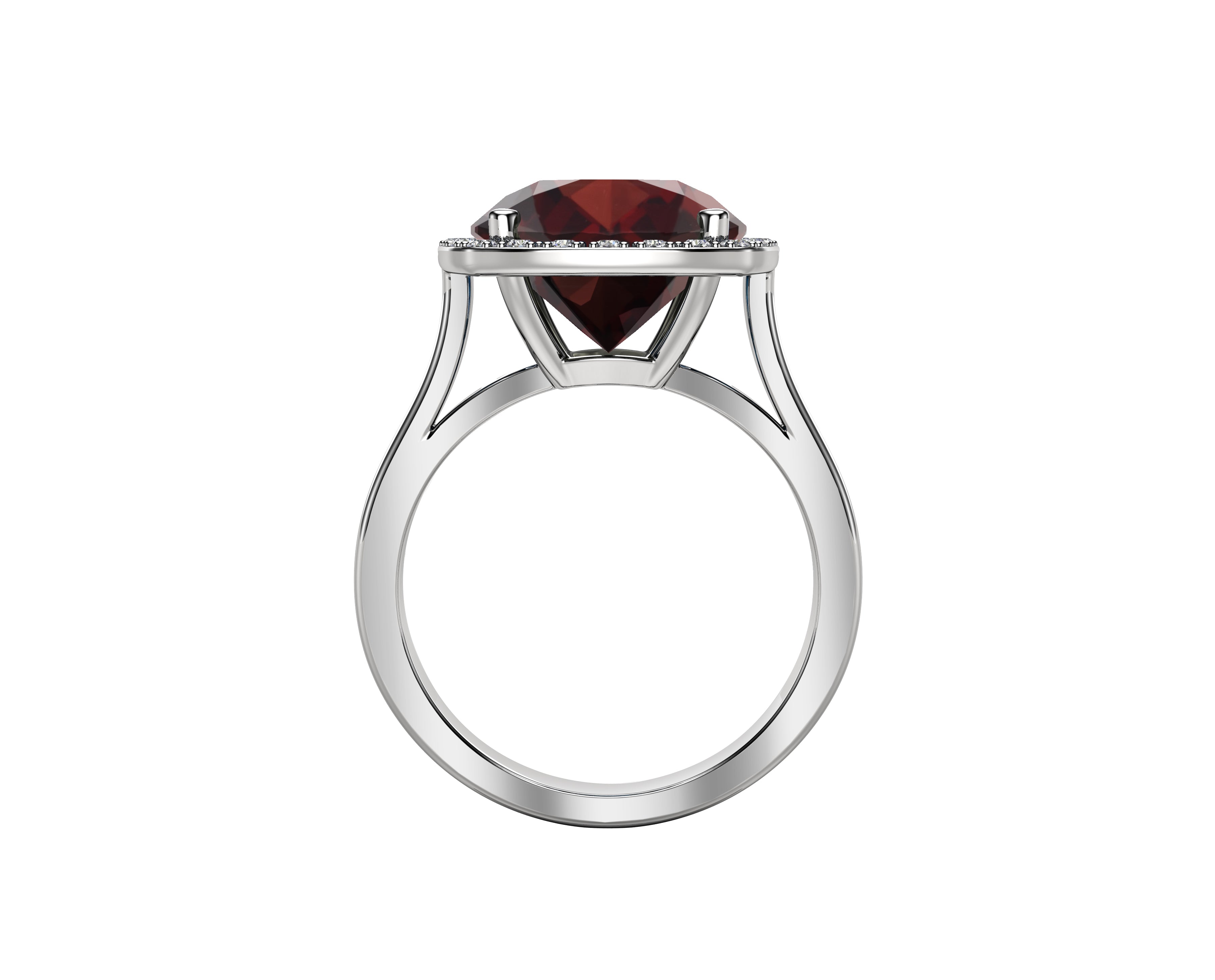 11MM Garnet & Diamond Wedding Set in 14K Gold