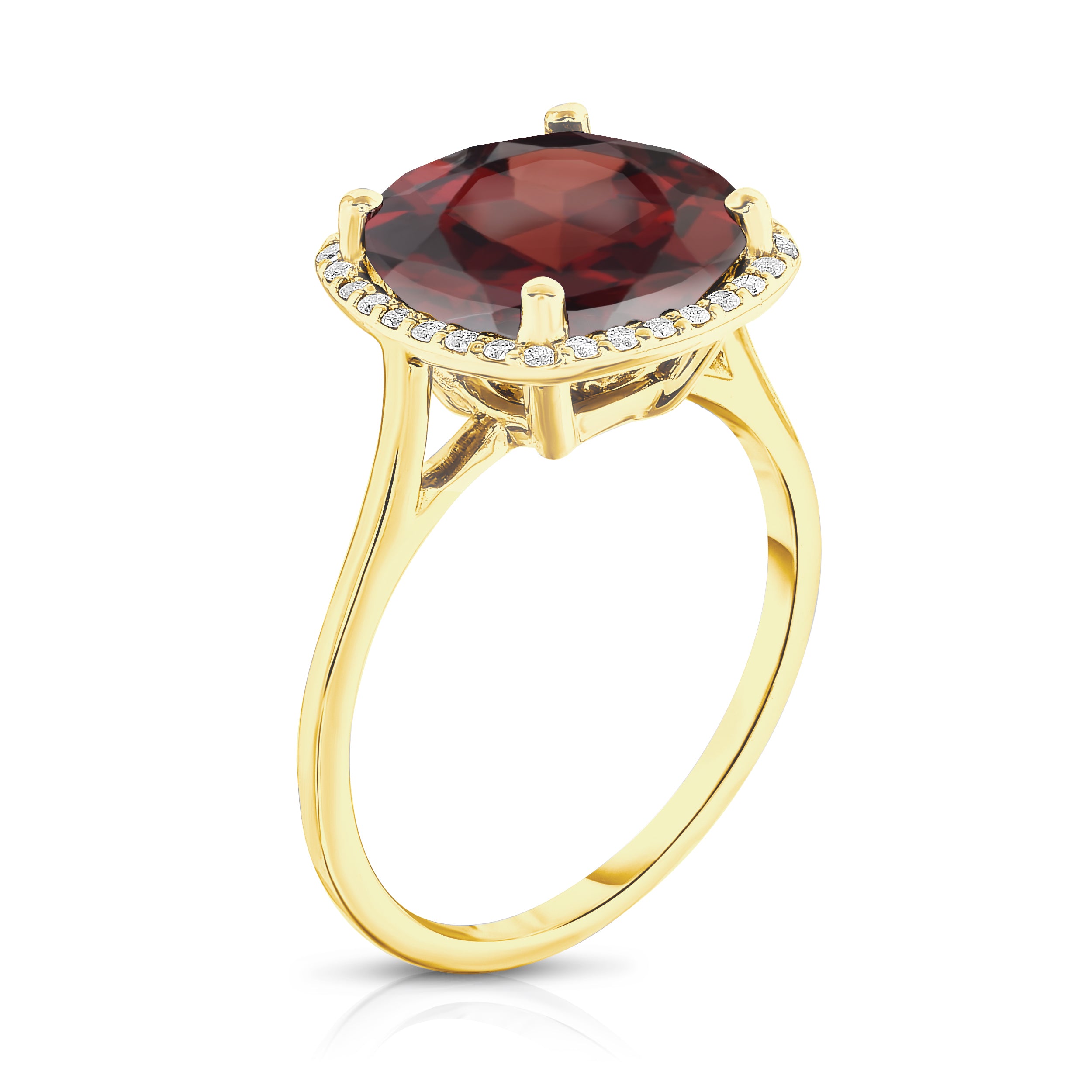 11MM Gemstone and 0.18Ct Diamond Ring in 14K Gold