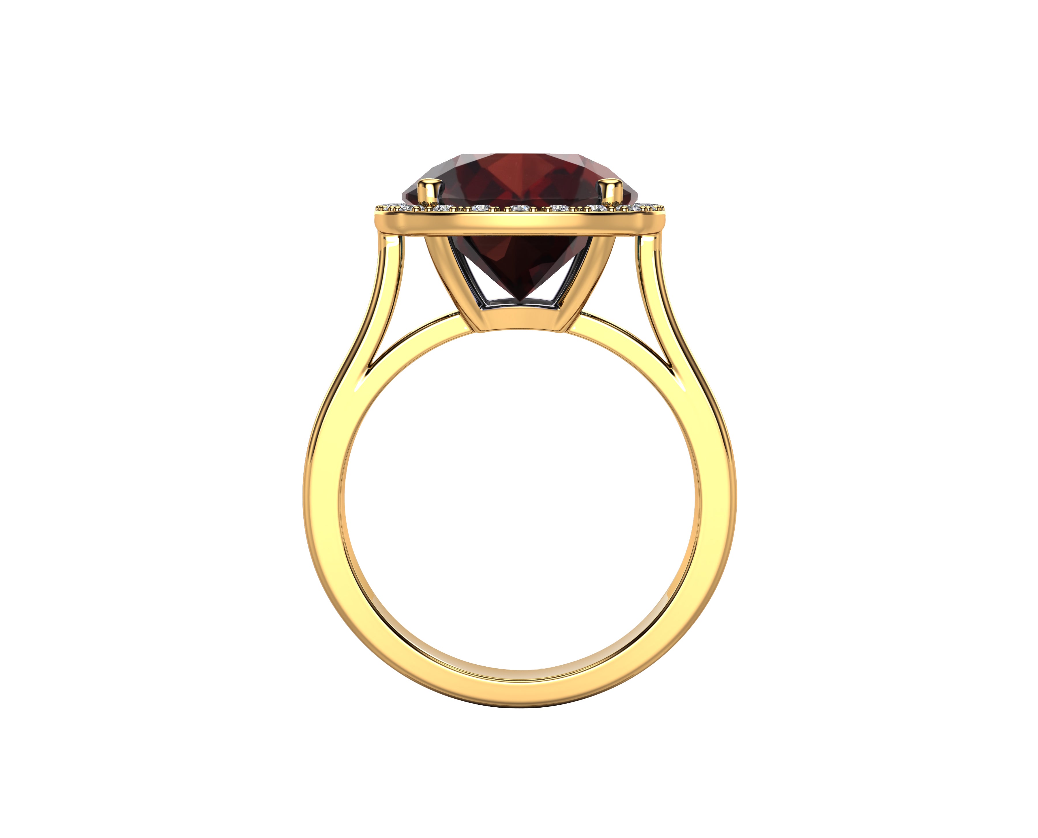 11MM Garnet & Diamond Wedding Set in 14K Gold