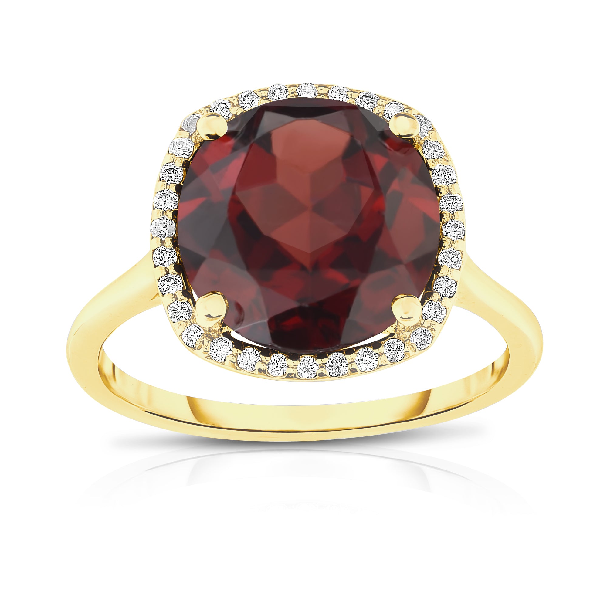 11MM Garnet & Diamond Wedding Set in 14K Gold
