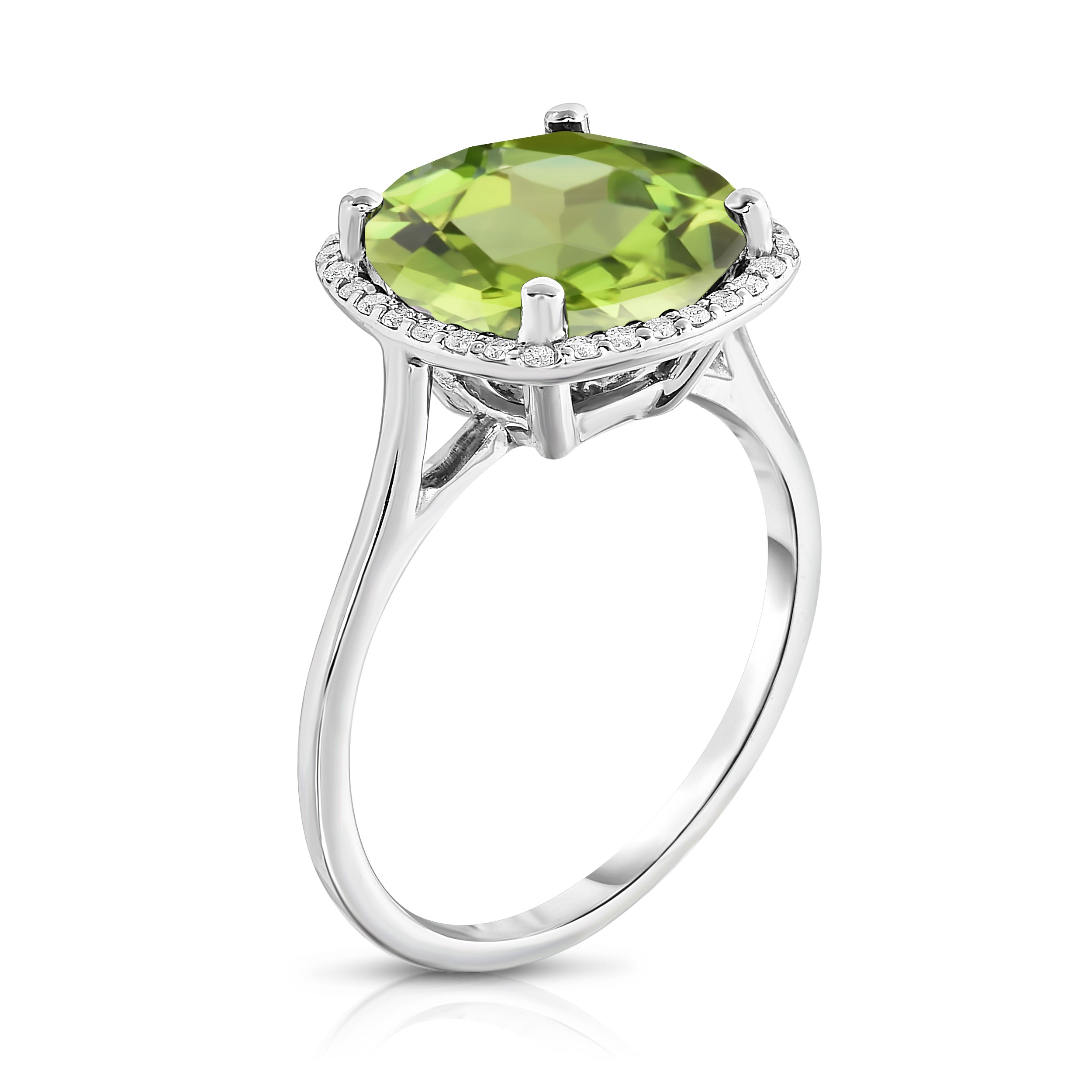 11MM Gemstone and 0.18Ct Diamond Ring in 14K Gold