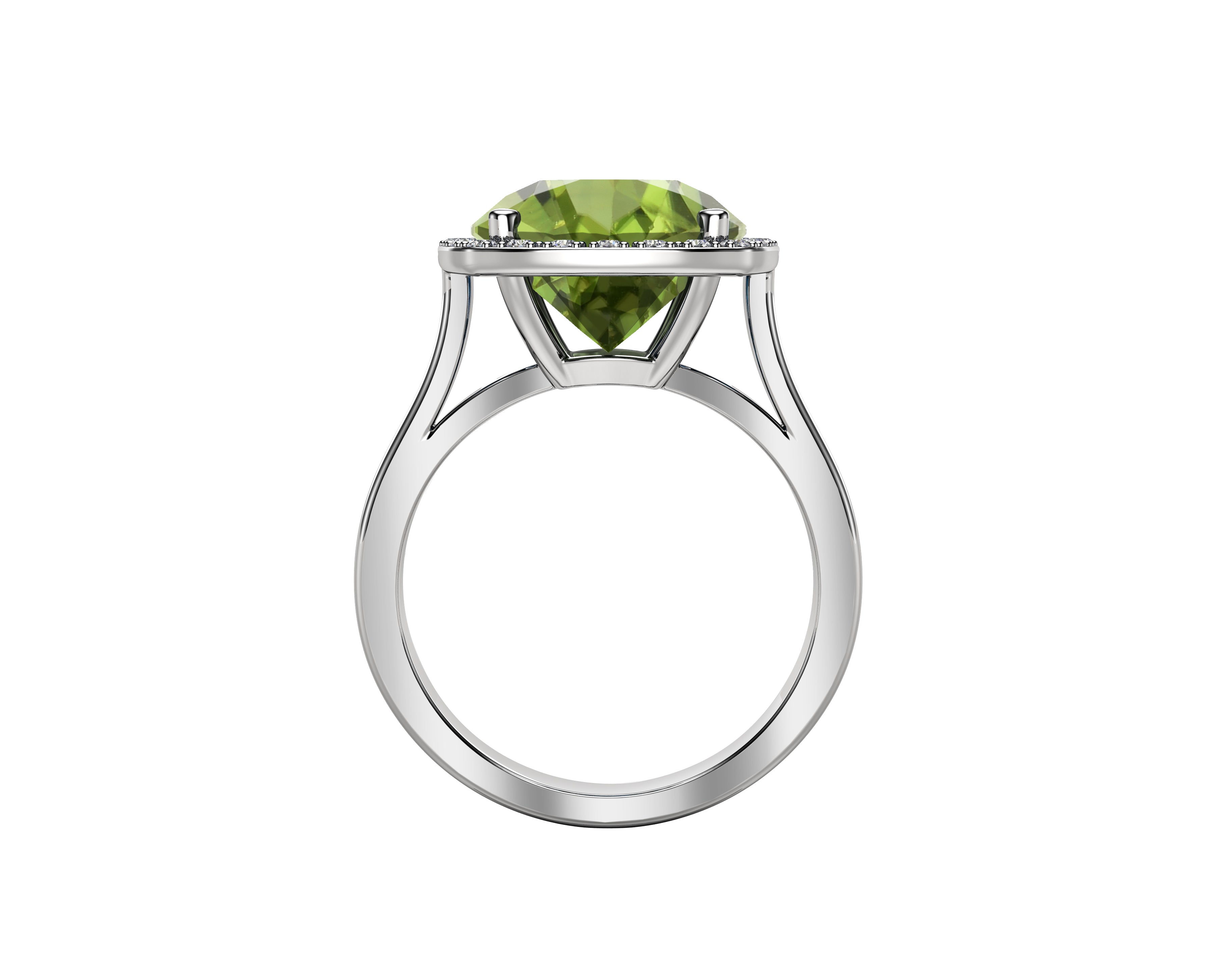 11MM Peridot & Diamond Wedding Set in 14K Gold