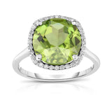 14K White Gold 11MM Gemstone and Diamond (0.18 Ct, G-H Color SI2-I1 Clarity) Ring