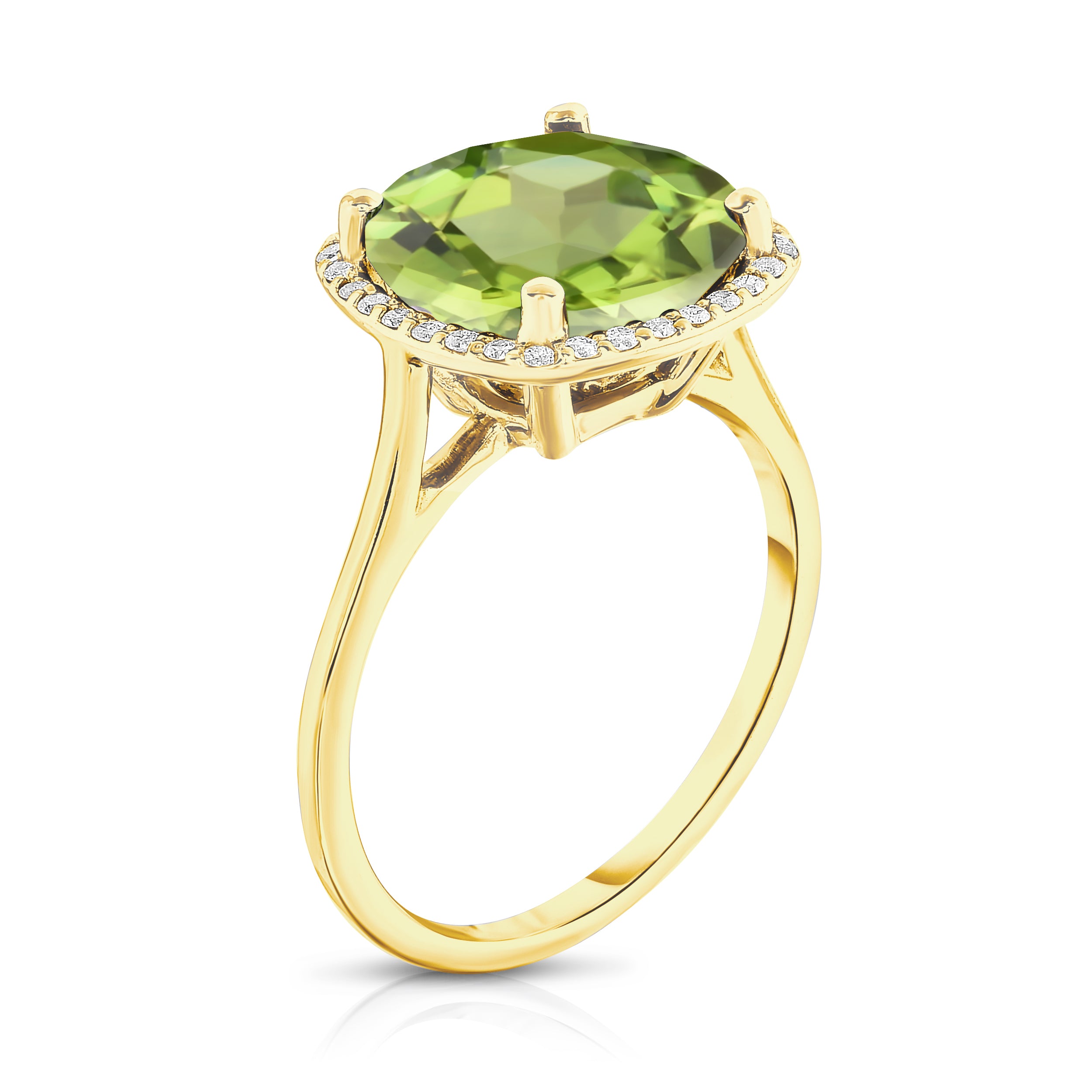 11MM Gemstone and 0.18Ct Diamond Ring in 14K Gold