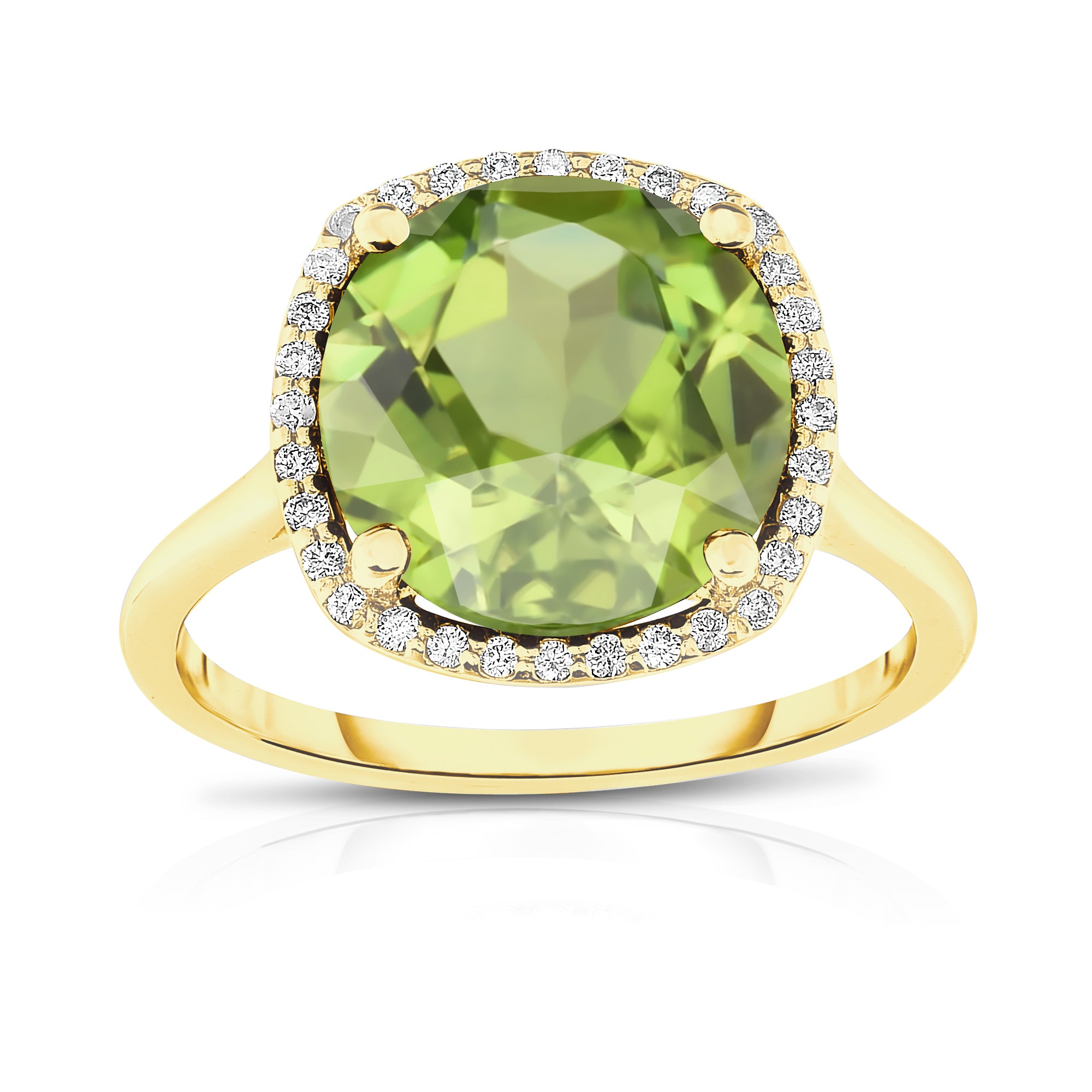 11MM Peridot & Diamond Wedding Set in 14K Gold