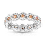 14K White Gold Champagne & White Diamond (1.00 Ct, Brown, G-H Color, SI2-I1 Clarity) Eternity Wedding Ring