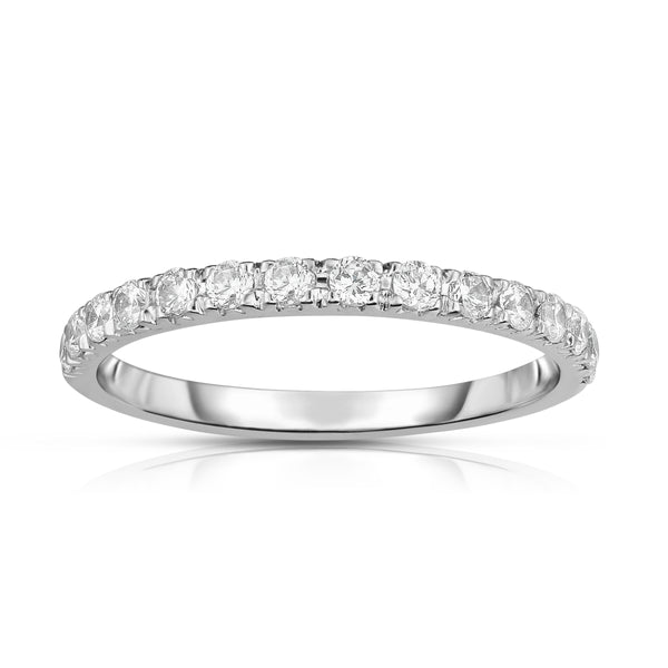 14K White Gold Diamond (0.38 Ct, G-H Color, SI2-I1 Clarity) Wedding Band