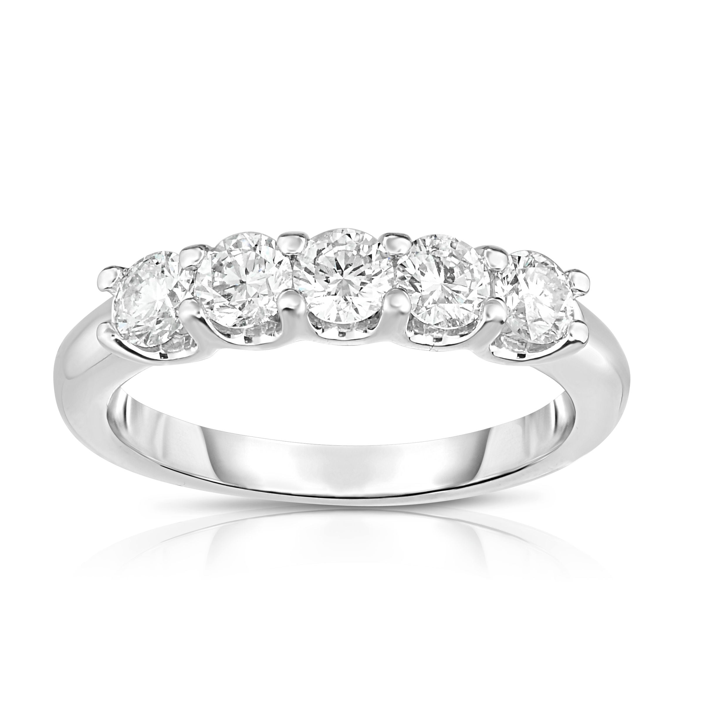 0.90Ct Diamond 5-Stone Ring in 14K White Gold