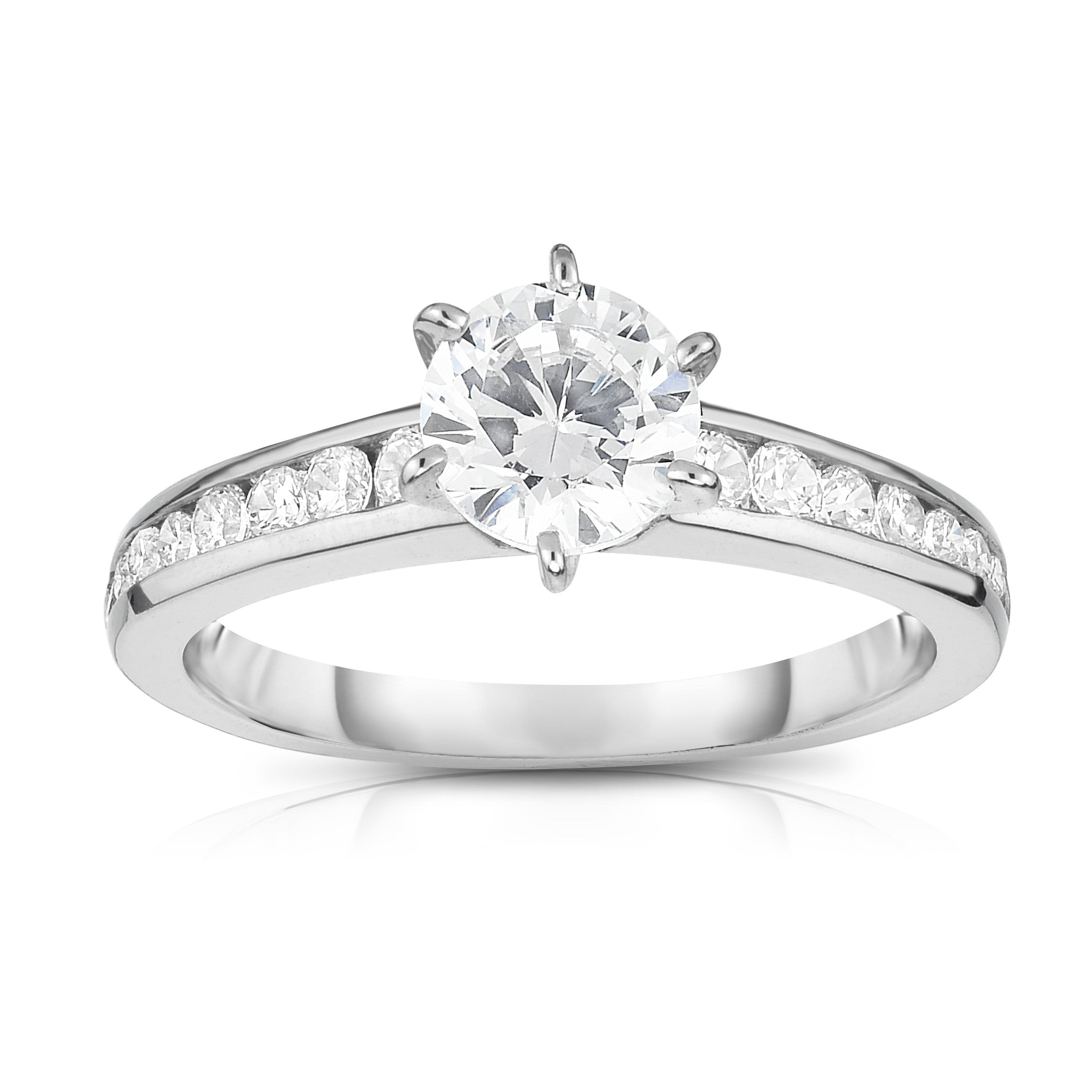 GIA Certified 1.30Ct Diamond 6-Prong Solitaire Ring in 14K White Gold