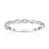 14K White Gold Diamond (0.07 Ct, G-H Color, SI2-I1 Clarity) Braided Stackable Ring