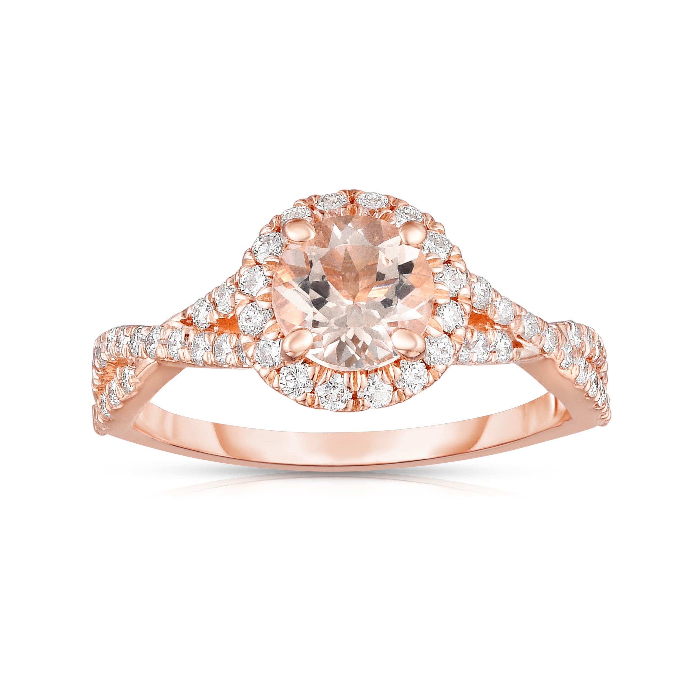 0.45Ct Morganite & Diamond Engagement Ring in 14K Rose Gold