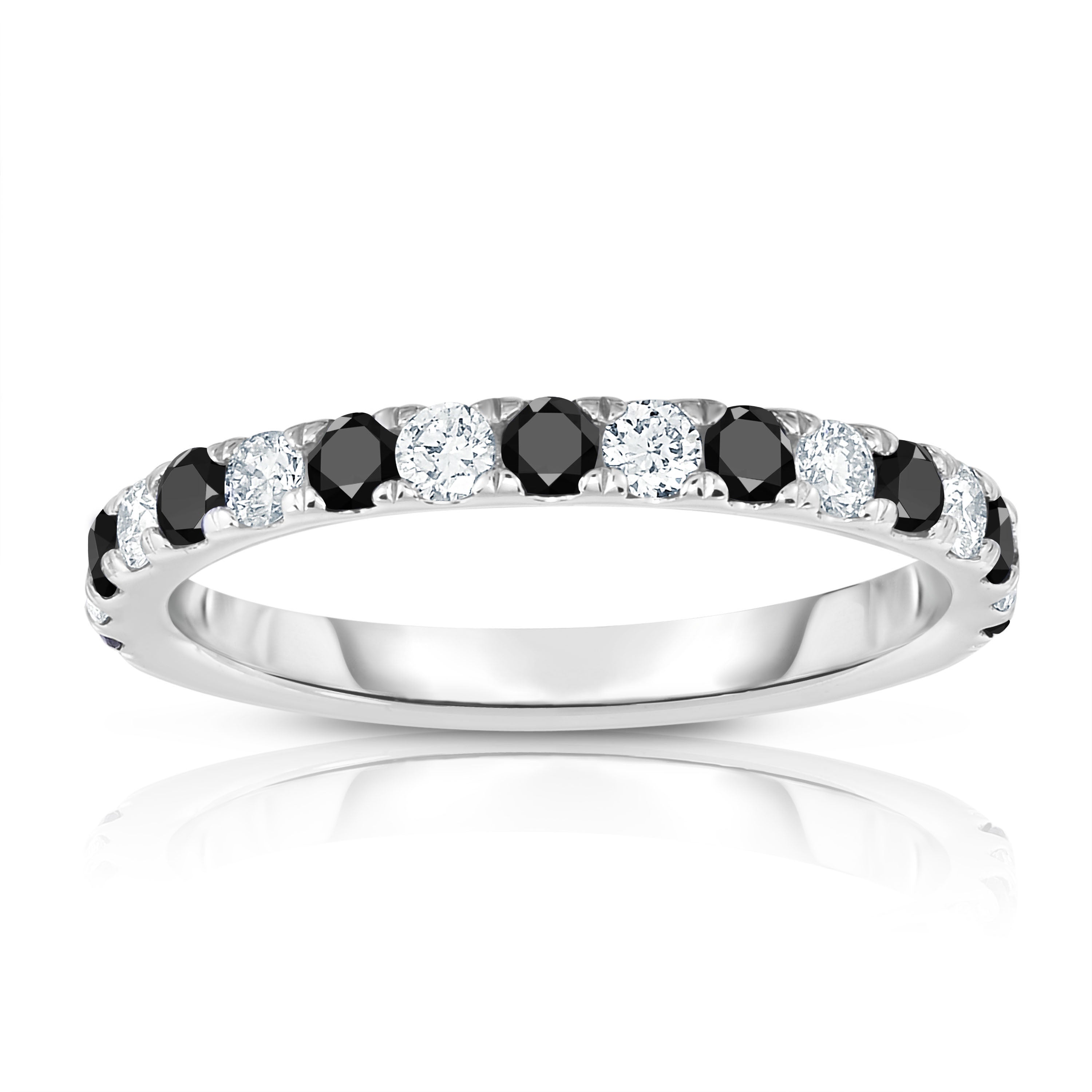 0.50Ct Black & 0.30Ct White Diamond Ring in 14K White Gold