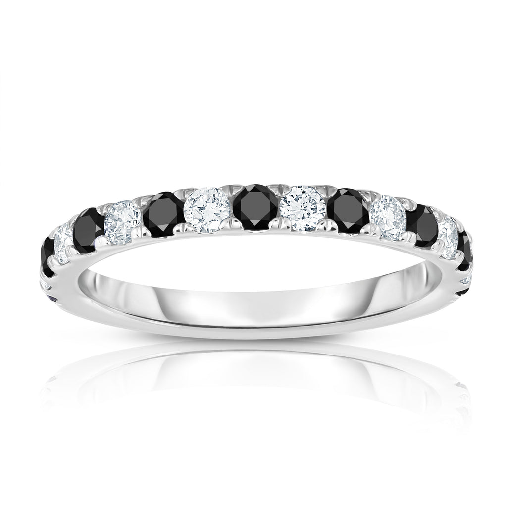 14K White Gold Black (0.50 Ct) & White Diamond (0.30 Ct, H-I Color, SI2-I1 Clarity) Ring
