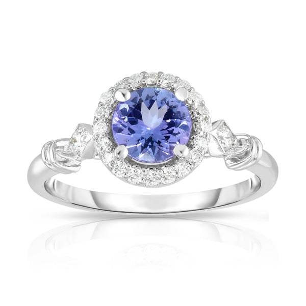 14K White Gold Tanzanite & Diamond (0.15 Ct, G-H Color, SI2-I1 Clarity) Ring